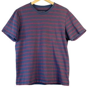 Everlane Men’s Navy & Maroon Striped Cotton Tee Size Large